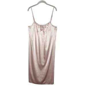 Dessy Collection Vivian Diamond Light Pink Satin Slip MIDI Dress Sz 16 New